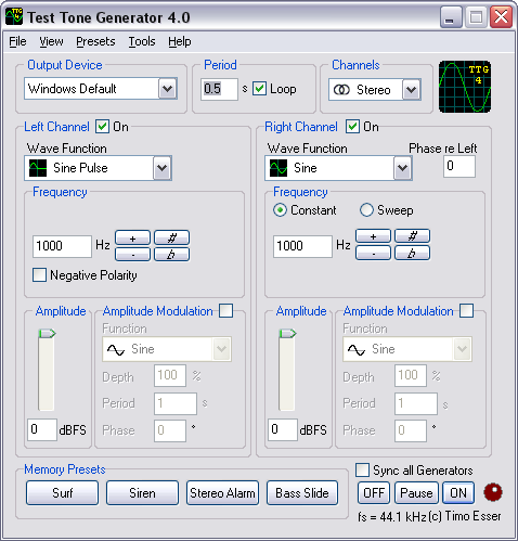 Test Tone Generator Screenshot